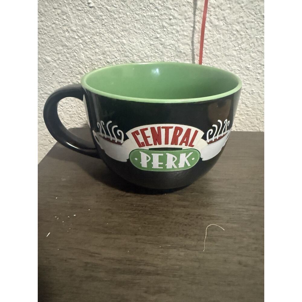 Friends Central Perk Coffee Mug Cup 24 Oz Ceramic Large Black Green Latte Soup